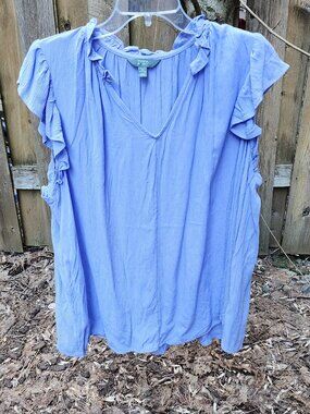 *NWT* Women's XXL Terra & Sky Lavender flutter sleeve pullover Vneck blouse